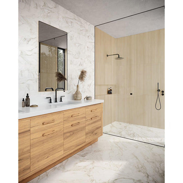 Anatolia Calacatta Crescente 24 inch x 48 inch Honed Rectified Porcelain Tile – 15.5 sq.ft. per Case