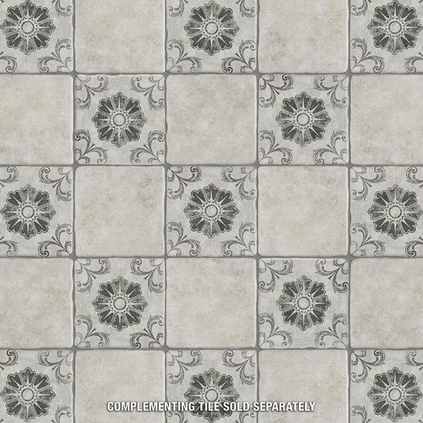 Merola Tile Costa Cendra Decor Fleur 7.75 inch x 7.75 inch Ceramic Floor and Wall Tile – 11.11 sq ft per Case, Rustic Stone Look Matte Finish