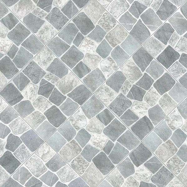 Merola Tile Laja Gris 17.75 inch x 17.75 inch Ceramic Floor and Wall Tile 24.42 sq. ft./case – Stone Look Textured High Sheen Finish