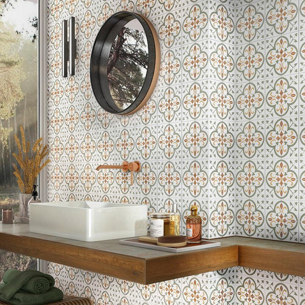 Merola Tile Revival Memory Mini Ceramic Floor and Wall Tile 4 inch Width 4 inch Length 12.72 sq ft/case Patterned Glossy Finish