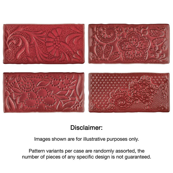 Merola Tile Antic Feelings Red Moon 3 inch x 6 inch Ceramic Wall Tile – 4 sq.ft./case Glossy Patterned Finish