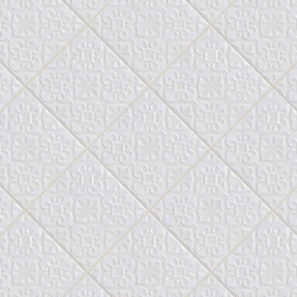 Merola Tile Triplex Valverde White 7-3/4 inch x 7-3/4 inch Ceramic Wall Tile (11.11 sq. ft./Case) – Textured Semi-Gloss Finish