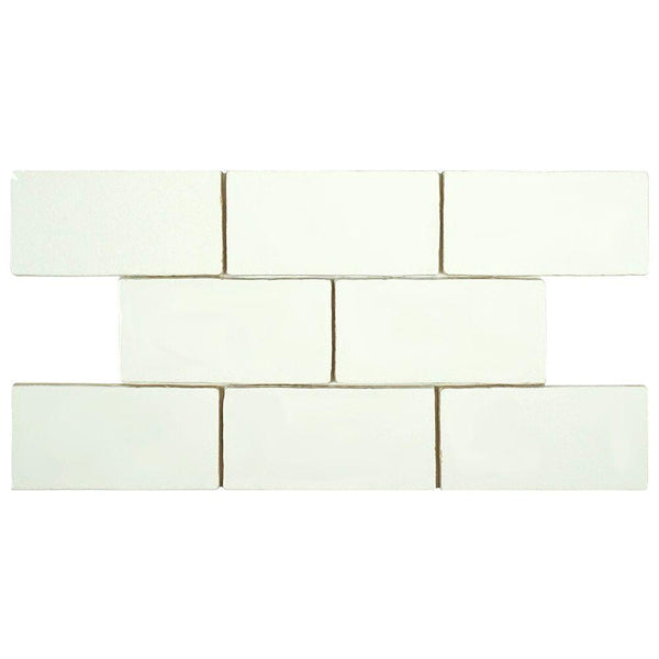 Merola Tile Chester Bianco 3 inch x 6 inch Ceramic Wall Tile – 5.72 sq. ft. per Case, Glossy Smooth Finish