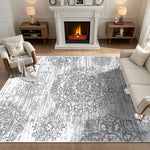 Load image into Gallery viewer, Polyester Machine Washable Oriental Light Grey Area Rug
