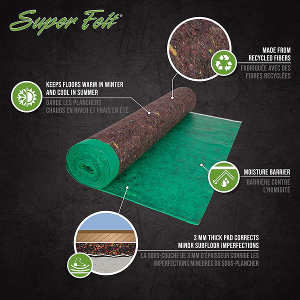 Roberts 3.67 ft. x 27.3 ft. Premium Felt Cushion Underlayment Roll