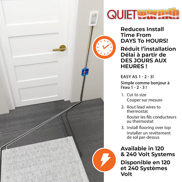 QuietWarmth 3 ft. x 5 ft. 120V Floor Heating Mat for Tile and Glue-Down Floors (15 sq. ft.)