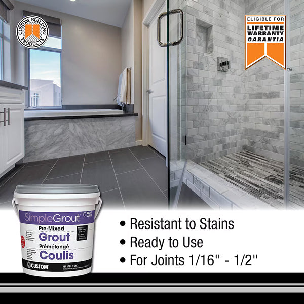 Custom Building Products SimpleGrout #165 Delorean Gray 1 Gal. Pre-Mixed Grout