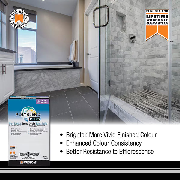 Polyblend Plus 10 lb. Arctic White Non-Sanded Grout – Interior & Exterior Tile Grout by Custom Building Products