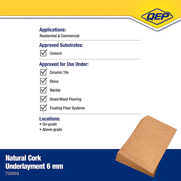 QEP 2 ft. x 3 ft. x 1/4-inch Cork Underlayment Sheet (30 sq. ft. / 5-Pack)