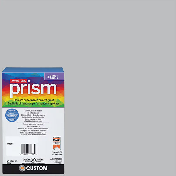 Coulis résistant aux taches pour carrelage et pierre, couleur platine, 6,8 lb, de Custom Building Products Prism 115