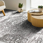 Load image into Gallery viewer, Polyester Machine Washable Oriental Light Grey Area Rug

