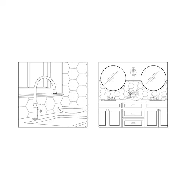 Anatolia Artisano Bianco Frame 7 inch Matte Pressed Porcelain Tile 2.80 sq ft per Case Hexagon