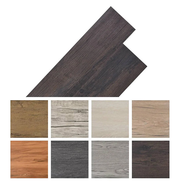 Oak Dark Brown PVC Laminate Flooring Plank – 6" x 36", 0.08" Thick, 54 Sq. Ft., Waterproof DIY Flooring