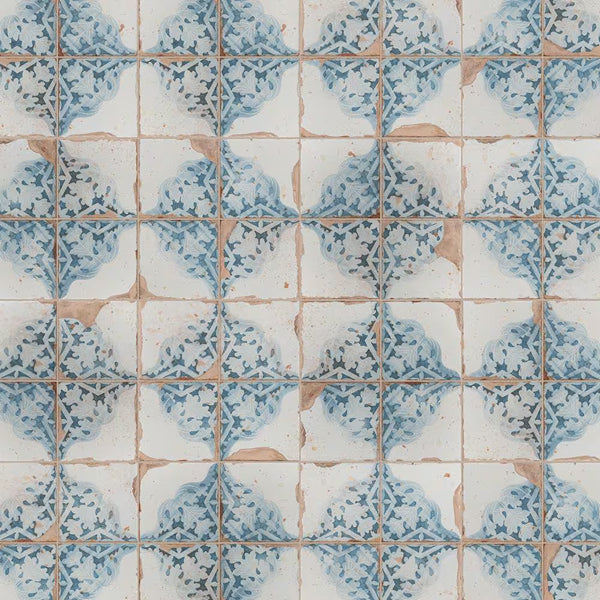 Merola Tile Artisan Azul Decor 13 inch x 13 inch Ceramic Floor and Wall Tile 12.2 sq. ft./case – Patterned Low Sheen Finish