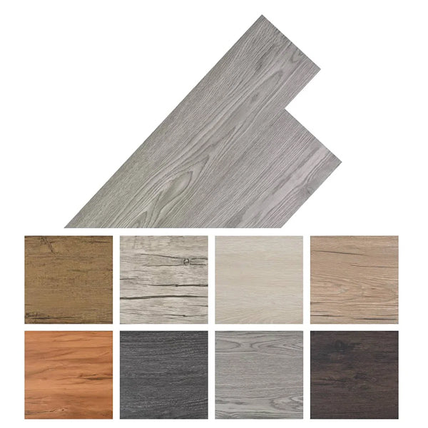 Laminate Flooring Plank Floor Tile – 6" x 36", 0.08" Thick, Grey PVC, 54 Sq. Ft., DIY-Friendly