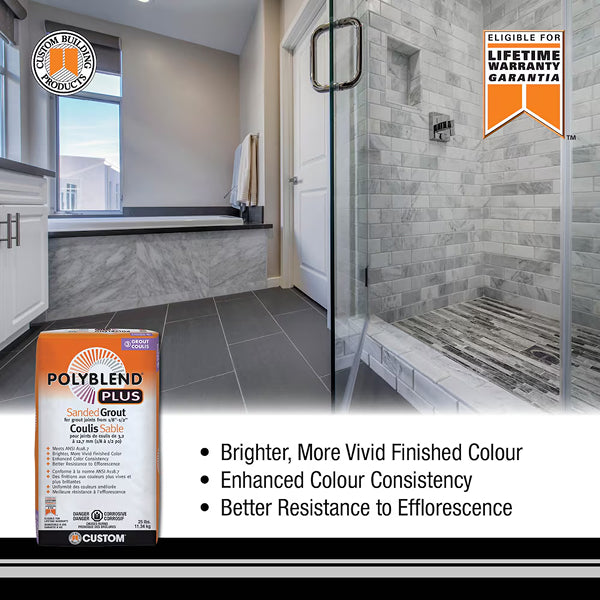 Custom Building Products Polyblend Plus Charcoal Sanded Grout – 25 lb