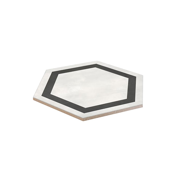 Anatolia Artisano Bianco Frame 7 inch Matte Pressed Porcelain Tile 2.80 sq ft per Case Hexagon