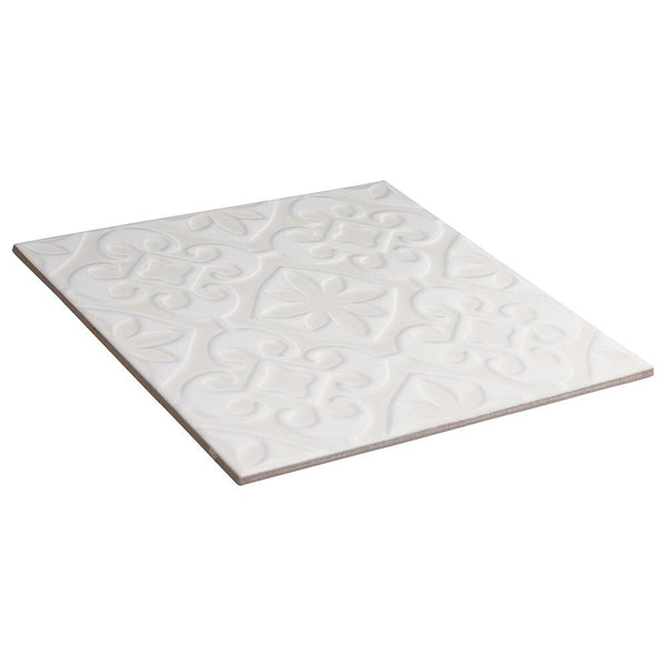 Merola Tile Triplex Valverde White 7-3/4 inch x 7-3/4 inch Ceramic Wall Tile (11.11 sq. ft./Case) – Textured Semi-Gloss Finish