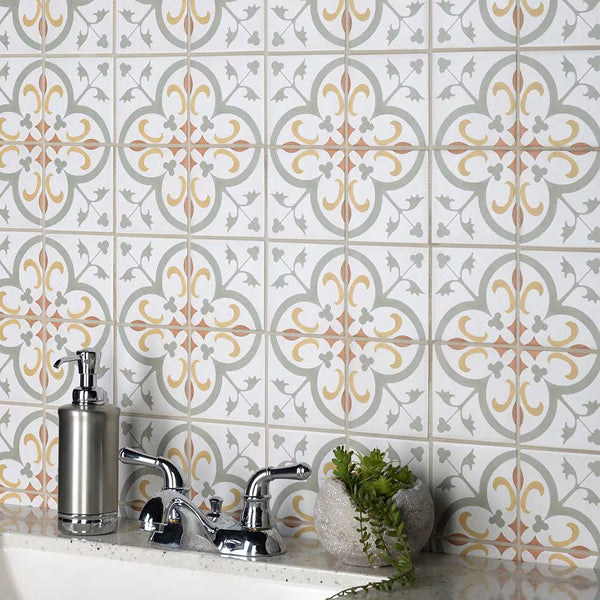 Merola Tile Revival Memory Mini Ceramic Floor and Wall Tile 4 inch Width 4 inch Length 12.72 sq ft/case Patterned Glossy Finish
