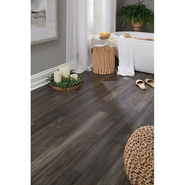 OptiWood Shadow Gray Waterproof Hardwood Flooring – 5 in. W x Varying L (16.68 sq. ft. / case)