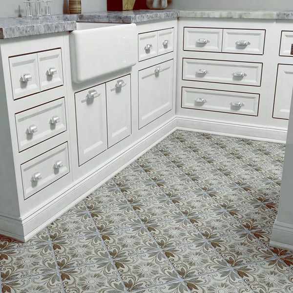 Merola Tile Costa Cendra Decor Dahlia 7-3/4 inch x 7-3/4 inch Ceramic Floor and Wall Tile – 11.11 sq. ft. per Case, Glazed Textured Finish
