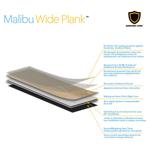 Malibu Wide Plank French Oak Roseville 7.17 in. x 60 in. Luxury Vinyl Plank Flooring (23.88 sq. ft. / case)