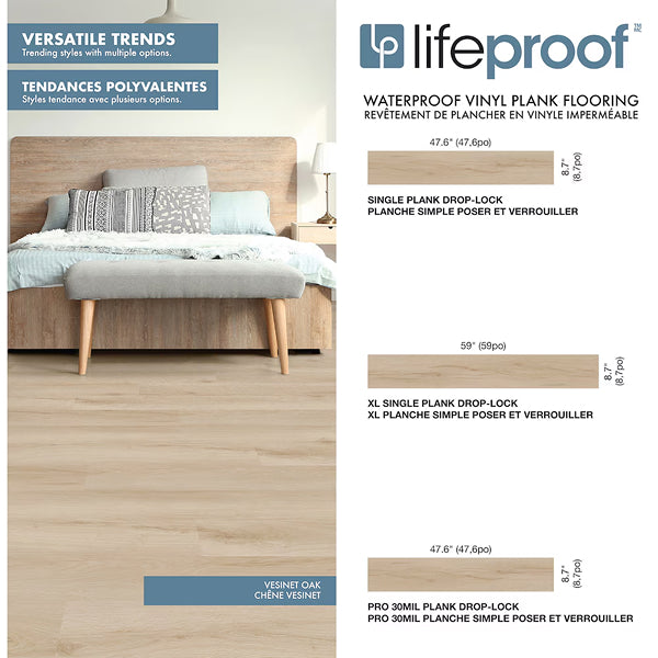 Lifeproof Vesinet Oak 6.5mm x 8.7 in. W x 47.6 in. L 22MIL Click Lock Waterproof Luxury Vinyl Plank Flooring (20.06 sq.ft./Case)
