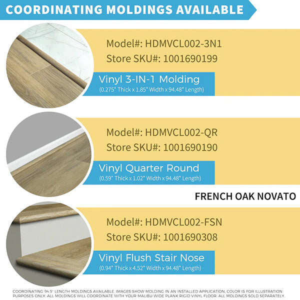 Malibu Wide Plank French Oak Novato 7.17 in. x 60 in. Rigid Core Luxury Vinyl Plank Flooring (23.88 sq. ft. / case)