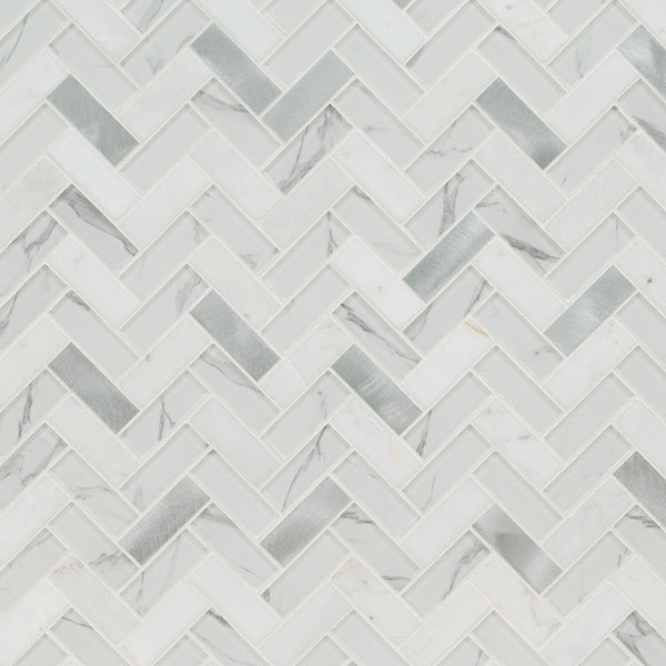 MSI Bytle Bianco 12x12 Herringbone Multi-Surface Mesh-Mounted Mosaic Tile
