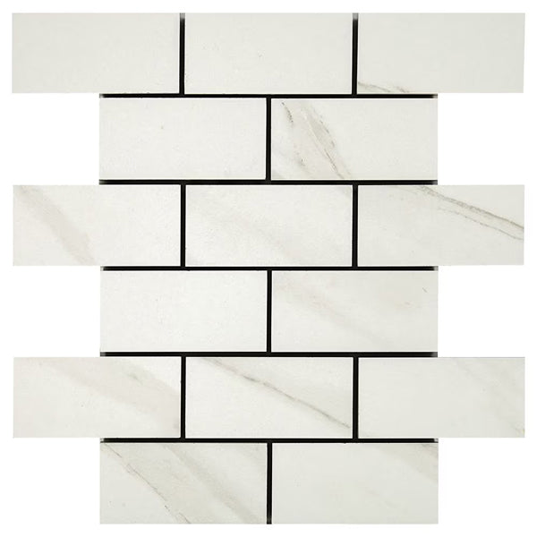 Dal Tile Selwyn Bianco Calacatta Matte 12x12 Brick Joint Mosaic Ceramic Tile