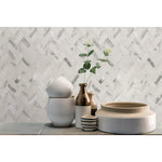 Load image into Gallery viewer, MSI Bytle Bianco 12x12 Herringbone Multi-Surface Mesh-Mounted Mosaic Tile
