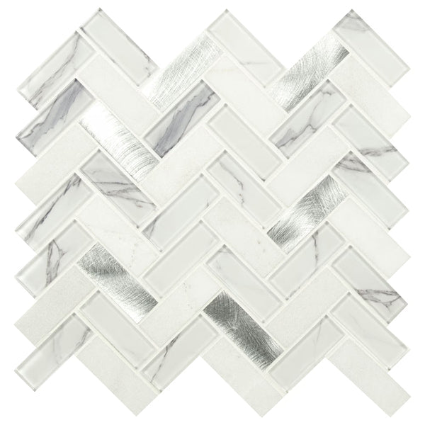 MSI Bytle Bianco 12x12 Herringbone Multi-Surface Mesh-Mounted Mosaic Tile