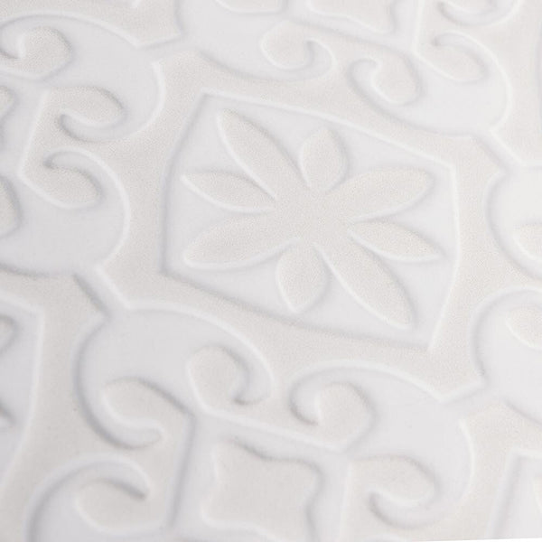 Merola Tile Triplex Valverde White 7-3/4 inch x 7-3/4 inch Ceramic Wall Tile (11.11 sq. ft./Case) – Textured Semi-Gloss Finish