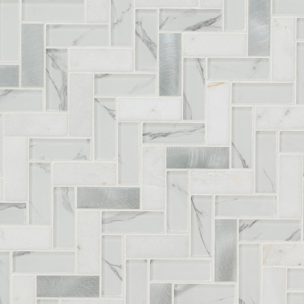 MSI Bytle Bianco 12x12 Herringbone Multi-Surface Mesh-Mounted Mosaic Tile