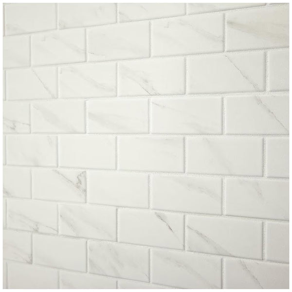 Dal Tile Selwyn Bianco Calacatta Matte 12x12 Brick Joint Mosaic Ceramic Tile