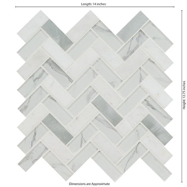 MSI Bytle Bianco 12x12 Herringbone Multi-Surface Mesh-Mounted Mosaic Tile