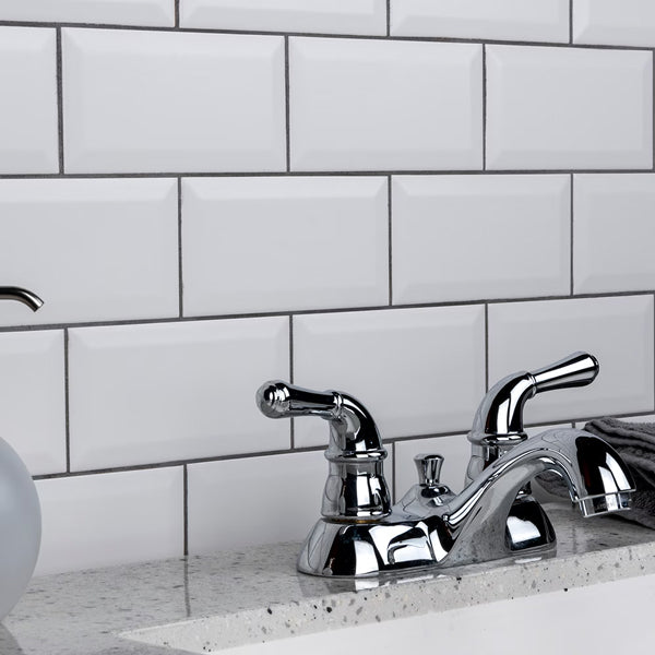 Merola Tile Crown Heights Beveled Matte White 3x6 Ceramic Wall Tile