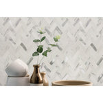 Load image into Gallery viewer, MSI Bytle Bianco 12x12 Herringbone Multi-Surface Mesh-Mounted Mosaic Tile
