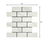 Load image into Gallery viewer, Dal Tile Selwyn Bianco Calacatta Matte 12x12 Brick Joint Mosaic Ceramic Tile
