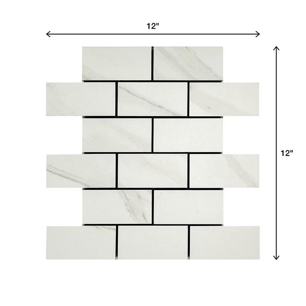 Dal Tile Selwyn Bianco Calacatta Matte 12x12 Brick Joint Mosaic Ceramic Tile