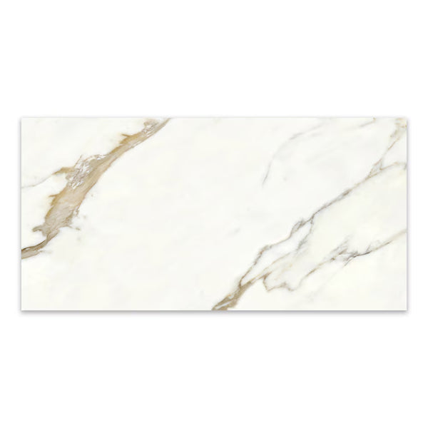 Modamo Solero Calacatta Gold 24 in. x 48 in. Polished Porcelain Floor and Wall Tile (15.49 sq. ft./case)
