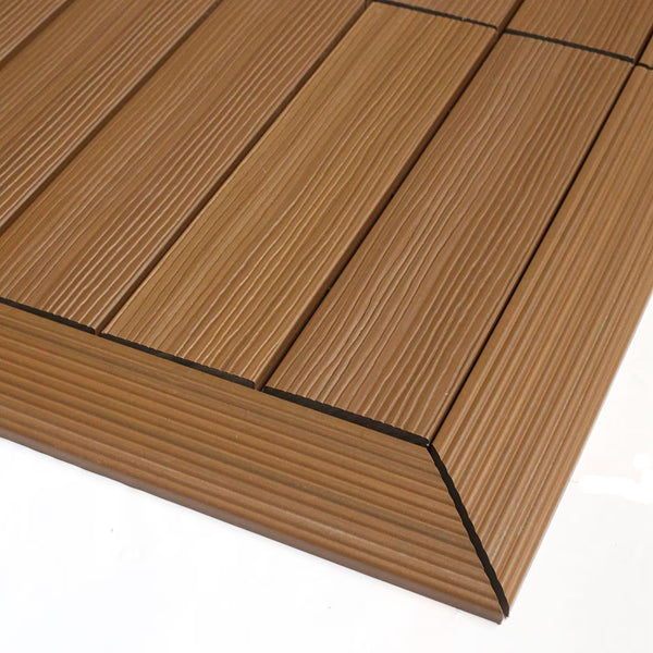 NewTechWood 2" x 1' Peruvian Teak Outside Corner Fascia for Quick Deck Composite Tiles – 2-Pack