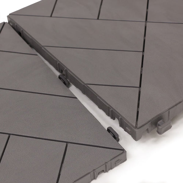 Easy Tile 12" x 12" Parquet Deck Tile (6-Pack) Shadow