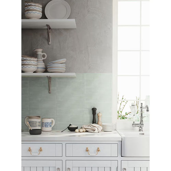 Modamo Santa Clara Matte Light Green 3-inch x 12-inch Ceramic Wall Tile