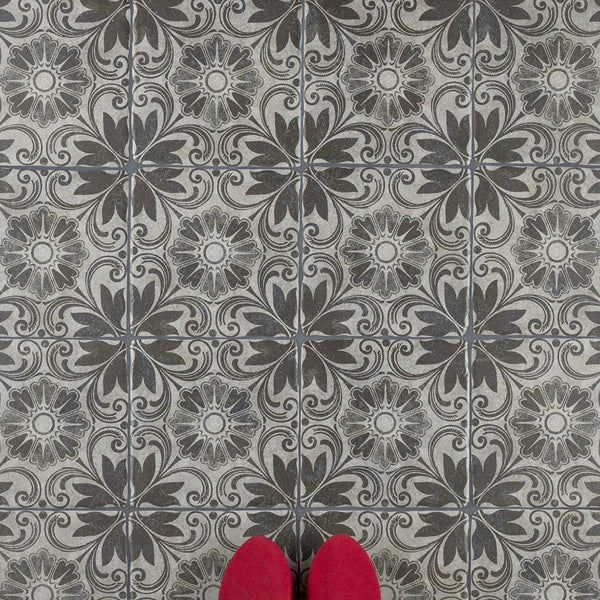Merola Tile Costa Cendra Decor Dahlia 7-3/4 inch x 7-3/4 inch Ceramic Floor and Wall Tile – 11.11 sq. ft. per Case, Glazed Textured Finish