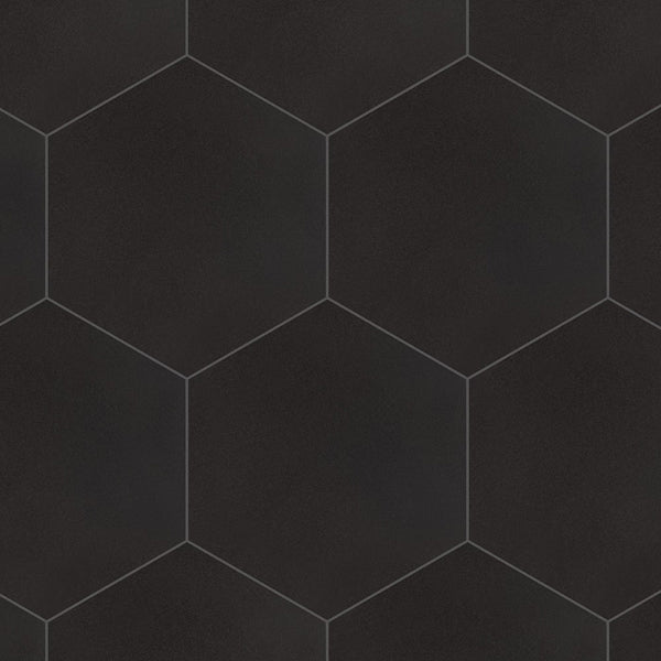 Merola Tile Textile Basic Hex Black Porcelain Tile 8.63 inch x 9.88 inch – 11.5 sq. ft. per Case Glossy Stone-Look Finish