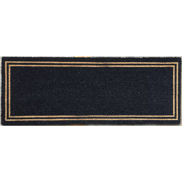 Home Decor Inc. Black Border Double Door Coir Outdoor Mat 18" x 48" with Vinyl Backing