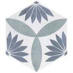 Load image into Gallery viewer, Merola Coco Hex Camellia Blue Porcelain Tile 0.35 inch Thick 7 inch x 8 inch 7.5 sq. ft./case Matte Hexagon Design