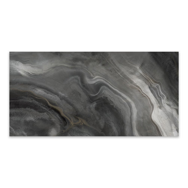 Modamo Ocean Grey Polished Porcelain Tile 24 inch x 48 inch – 15.49 sq. ft. per Case Marble Look Large Format Floor & Wall Tile