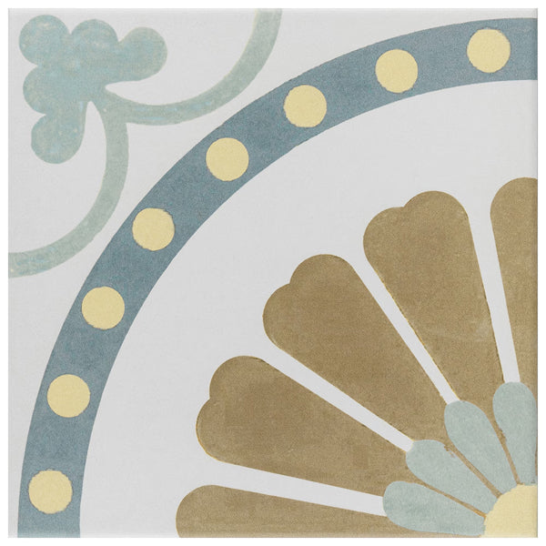 Merola Tile Revival Ring 7-3/4 inch x 7-3/4 inch Ceramic Floor and Wall Tile – 0.25 inch Thick, 10.75 sq ft per Case, Glazed Textured Finish, Heavy Traffic PEI 4 Square Tile
